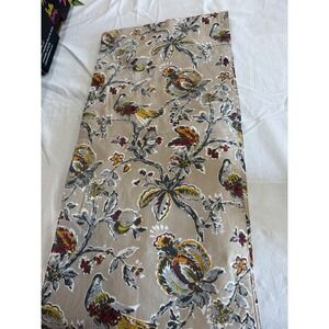 Nicole Miller Home Floral Bird Table Runner Tan Botanical 14x68 Cotton Blend